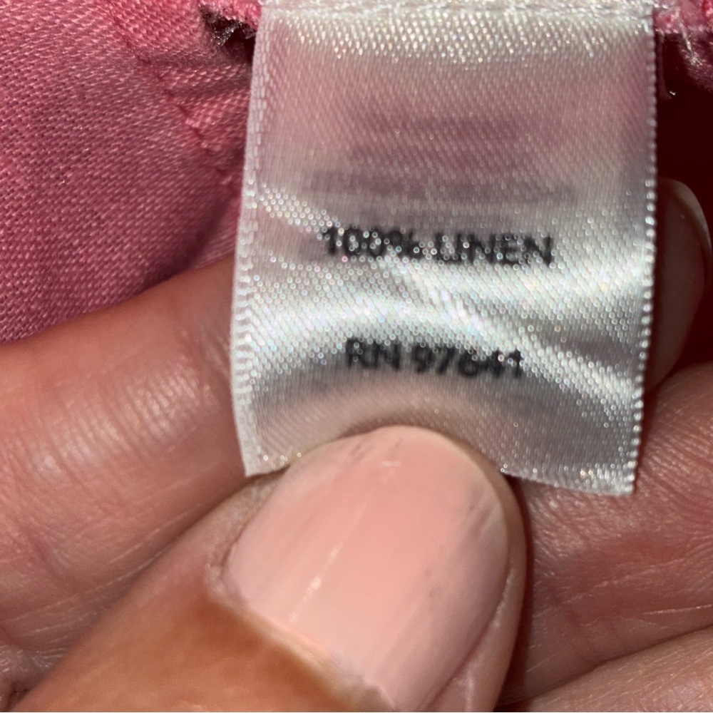 J. Jill Linen Button Down Shirt Long Sleeve Pink Medium coastal grandma minimal - Picture 6 of 6